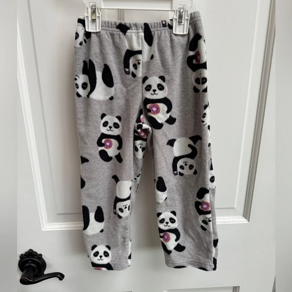 Simple Joys by Carter's 4T Girls Gray and Black Panda Fleece Pajama Bottoms